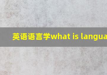 英语语言学what is language